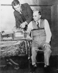American inventor Leonarde Keeler (1903-1949) testing his lie-detector on Dr. Kohler, a former witness for the prosecution at the trial of Bruno Hauptmann (Wikimedia)